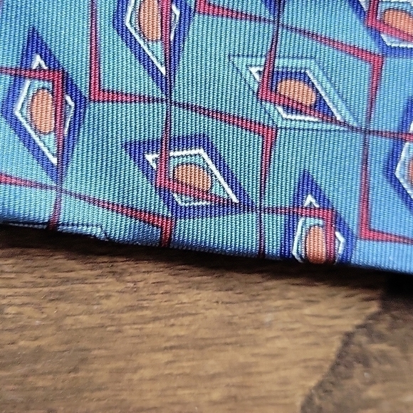 Christian Dior Monsieur Vintage All Silk Blue Gray Geometrical Abstract Necktie - Picture 7 of 10